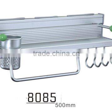 Wall Mounted Rustic Black Metal Kitchen Spice Rack & Paper Towel Holder / Bathroom Basket & Towel Bar photo-4