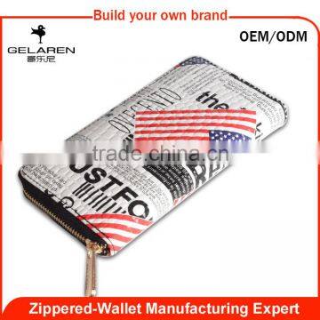 Fashion Designer Works American Flag Design Custom Leather Wallet For Beautiful Girl