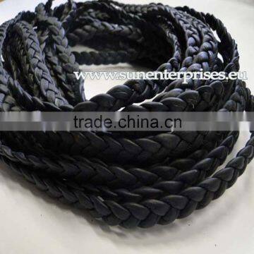 Braided Leather cords -Choti in Nappa - 10 mm - Dark blue