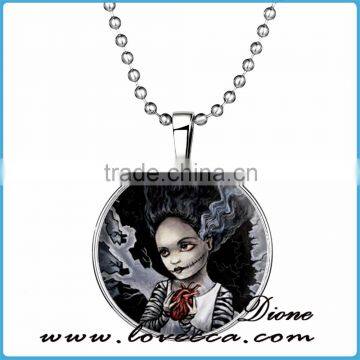 Halloween necklace Ghost Children round locket glow in the dark pendant Halloween decoration