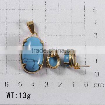 S0921-G-BL-TLIN 316l Stainless Steel Jewelry, Fashion Jewelry ,Natural Blue Stone Jewelry With 18K Gold photo-4