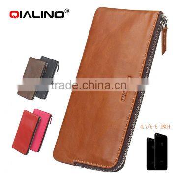 QIALINO New Long Wallet Genuine Leather wallets handbag leather men