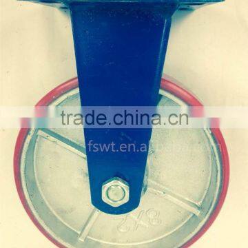 Double Bearing PU Wheel Rigid Plate Trolley Industrial Caster