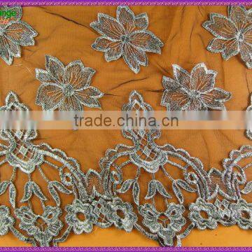 2015 embroidery 3d mesh fabric with metallic material