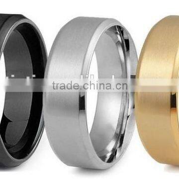 Classic simple Titanium Ring wedding Band plating black golden jewelry