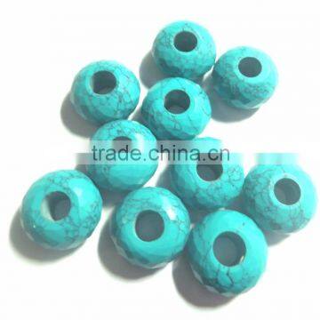 AAA Quality Chinese Turquoise Faceted Stylist Rondelle Big Hole Beads