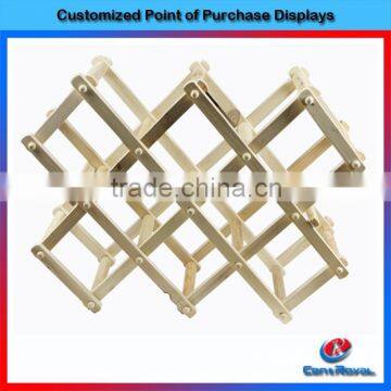 custom POP Decorative folding wooden wine bottle holder