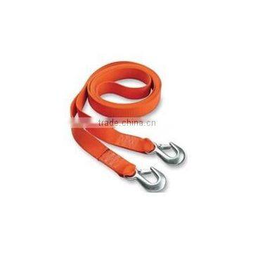 Single-ply polyester towing straps with towing hooks