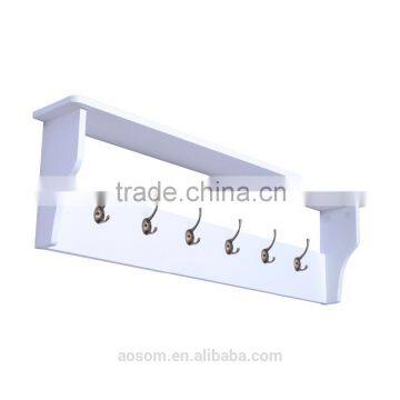 HomCom White 42" 6 Hook Hanging Entryway Shelf Wall Shelf With Hooks photo-4