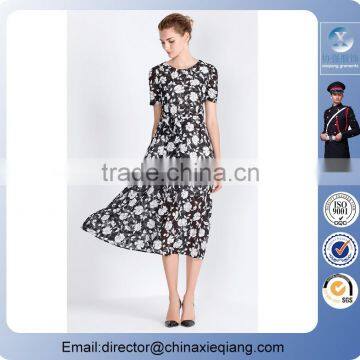 2016 Fashion Ladies Designer Floral Dress Women Casual Dress