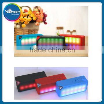 Portable Mini Colorful Flash LED Light Wireless Bluetooth Speaker X3S with Built-in Microphone Support FM Radio for Smartphone