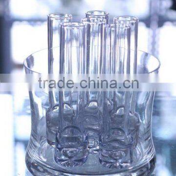 Clear shot glass set with glass atand