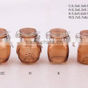 airtight small glass spice jar with color