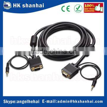 New product high quality 15pin monitor video cable male to male 3.5mm vga stereo jack audio cable support SVGA/XGA/UXGA/1080p