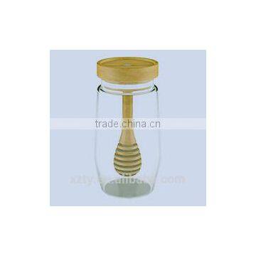 Orignial and Newly Designed Handmade Glass Jar for Honey with Dipper