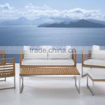 Outdoor furniture New model stainless steel polywood sofa set with cushion