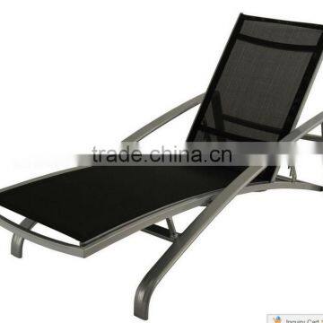 Aluminum sun lounger with black textileme beach chair, chaise lounge