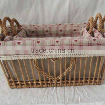 Natural Rectangular Storage Basket With Handle