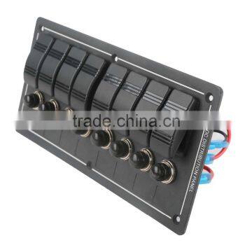Waterproof Aluminium 12/24V 8 Gang Switch Panel Boat LED Rocker Circuit Breakers