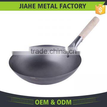 Silvery Wooden Single Handle Wok Kitchen Cookware Set