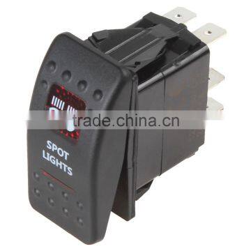 Waterproof Carling Style Spot Light Rocker Switch 12V 20A / 24V 10A 5 Pin ON-OFF for Car Boat Trailer ( Red / Blue LED Light ) photo-2