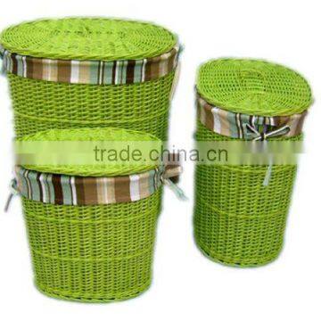 2016 wholesale cheap willow trash can baskets with with handle