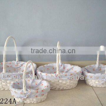 Flower Cotton Fabric willow baskets Wicker storage with handle