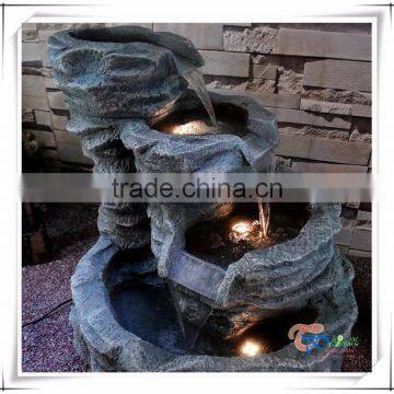 Fiberglass Four-Level Rock Stone Waterfall Patio Fountain photo-2