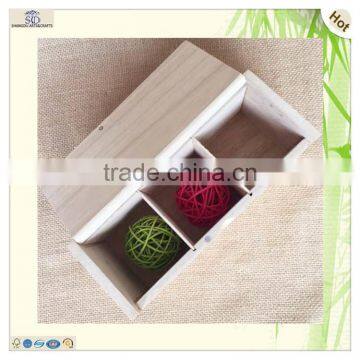 Small Solid Three Compartments Wooden Cufflink Tool Box photo-3