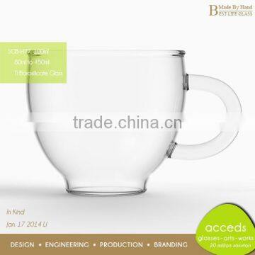 Hand Blown Personalized Single Wall Fancy Borosilicate Glass Tea Mug photo-3