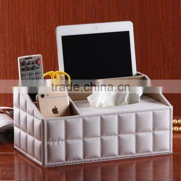 quality PU leather multifunctional desktop storage tissue box