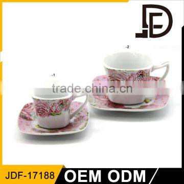 Best quality Hot sales ceramic cheap small square tea coffee cup and saucer set