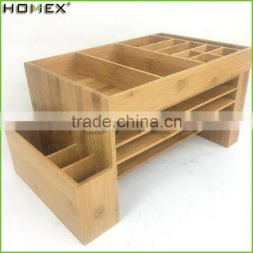 Bamboo Desktop Organizer Office Supply Organizer Caddy Homex-BSCI Factory photo-6