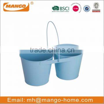 Wire Handle Colorful Powder Coating Metal Flower Double Nursery Pots