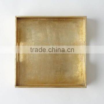 Eco Friendly Golden Lacquered Decorative Tray photo-2
