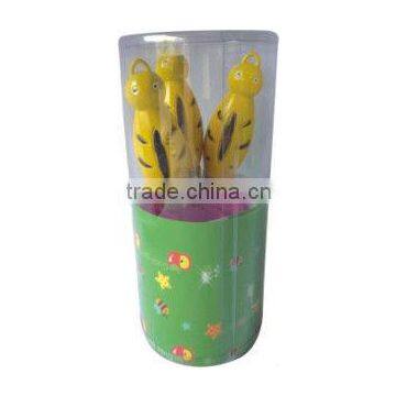 3pc yellow plastic handle mini garden tool set in plastic box