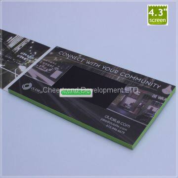 Most Popular and durable 4.3 inch lcd video cards,video in black color print