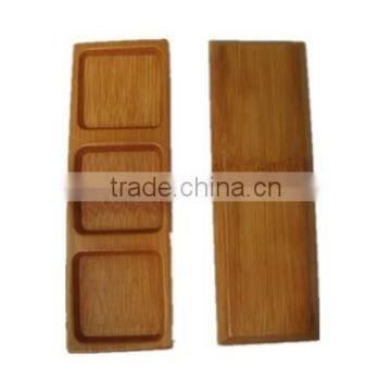 Bamboo Sushi Plate With Three Square Lattice