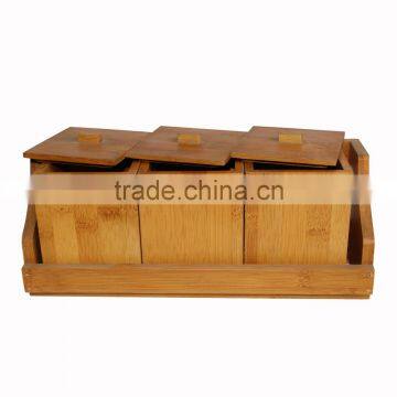 3 Pieces Practical Original Customized Size Bamboo Spice Jar Set photo-5