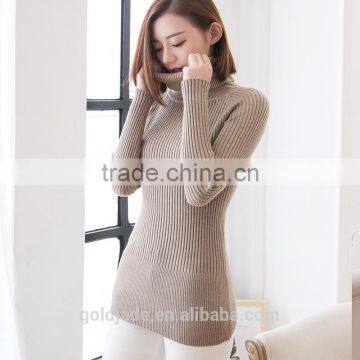 Slim Fit Soft Hand Feel Long Sleeve Knitted Pullover Wool High Neck Sweater for Women photo-2