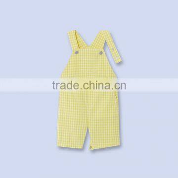 fashion Design Children's Clothes For Little Boys Cute Yellow Lattice Soft Cotton Rompers