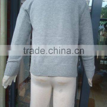 Custom Children Kids Heather Grey V-neck Button up Plain Knit Cardigan photo-4