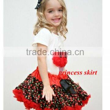 Newest 100%cotton White top pettiskirt set with print flower for Party