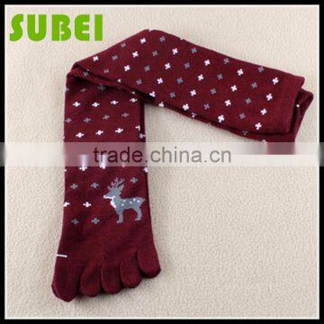 Warm Christmas stockings,Their five fingers wool mixed high boots socks