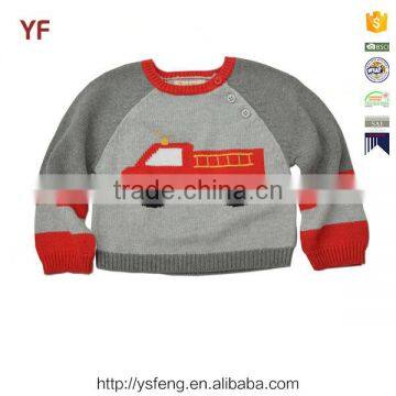 Cartoon Truck Pattern Cotton Baby Boy Pullover Sweater Designs