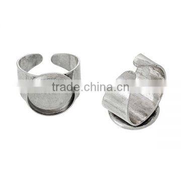 Copper Rings Blanks Round Disc Antique Silver Cabochon Settings 17.9mm Ring Setting photo-3