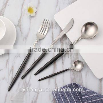 304 stainless steel black gold knife fork spoon 4 piece set tableware/chnuhuka fork knife set cultery /fancy dining tableware