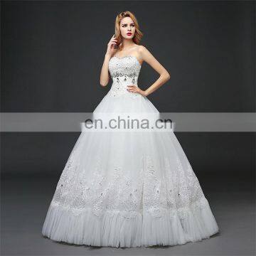 HS1618 New Luxury Sexy Sweetheart Strapless Applique Beaded Chapel Train Tulle Wedding Dresses Wedding Dress Bridal Gowns Dress photo-2