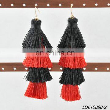 Cluster Drop Layered String Tassel Earring