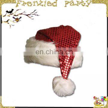 wholesale red paillette santa christmas hat FGH-0005